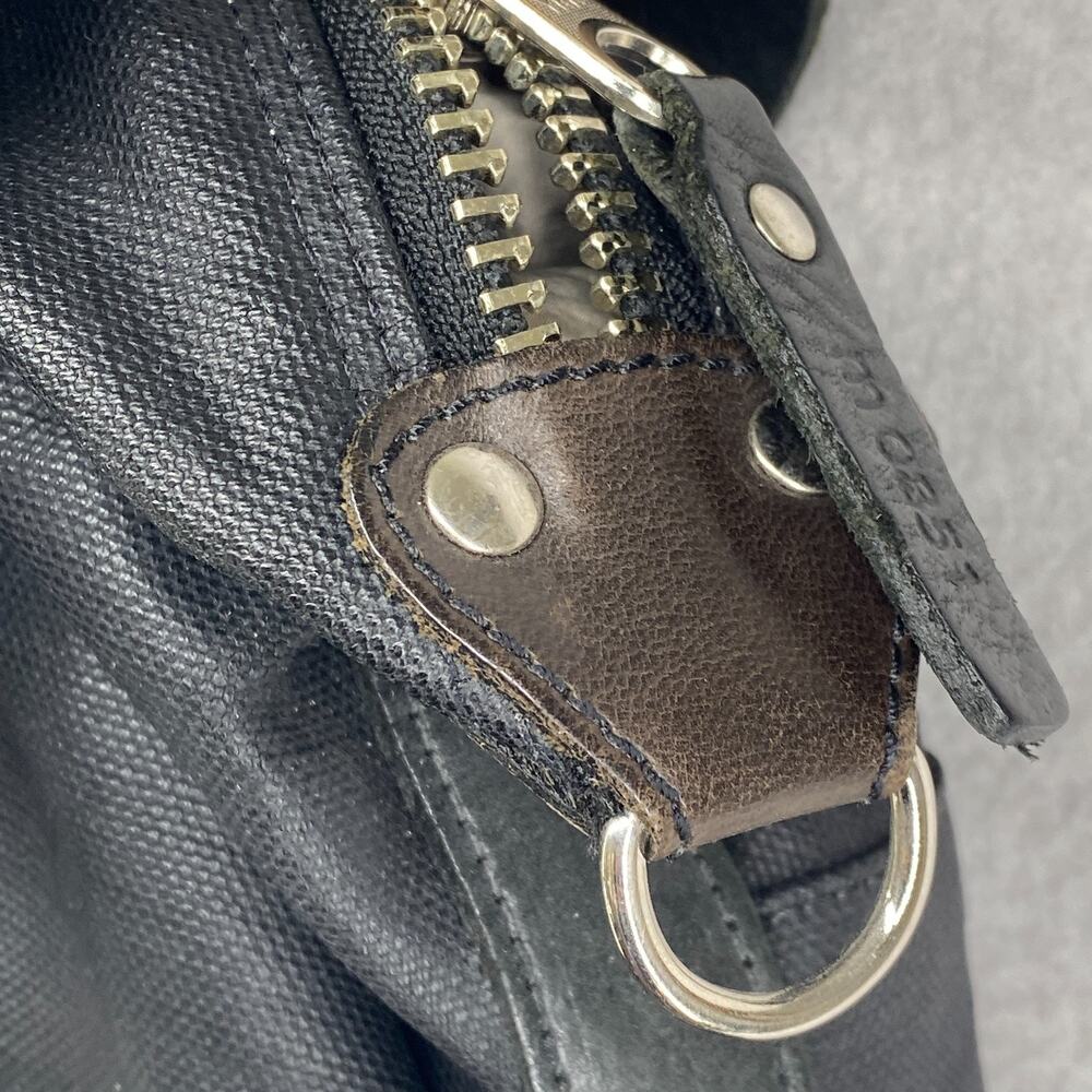 M0851 Backpack Coated Canvas Leather Straps Utility Bag Zip Multi Pocket Black - Picture 8 of 16